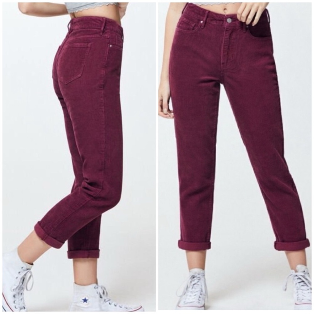 PacSun Berry High Waisted Corduroy Mom Jeans - 24